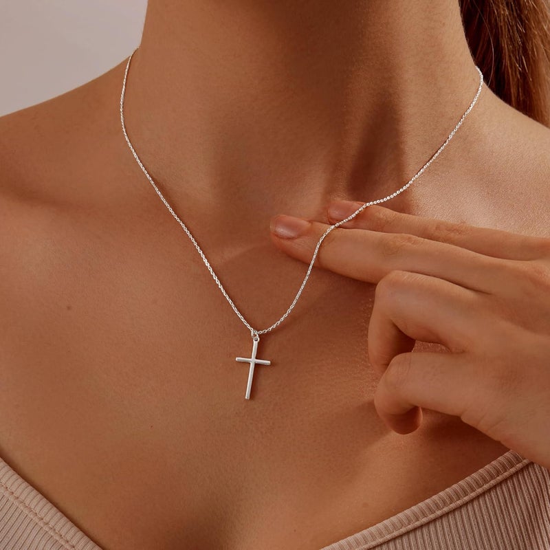 Partm Gold Cross Necklace for Women 14K Plated Dainty Pendant Cross Chain Faith Crucifix Choker Baptism Necklace for Women Trendy Religious Jewelry Hypoallergenic - Image 3